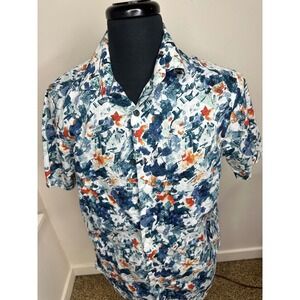 Hart Schaffner Marx Short Sleeve Button Down Men Medium Multi Excellent Abstract
